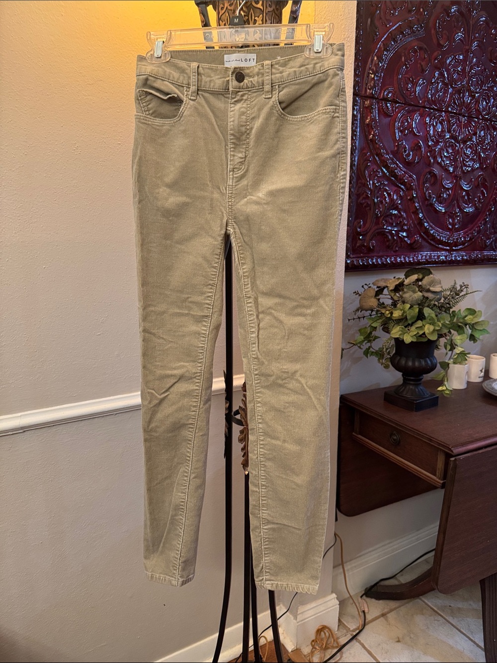 LOFT Olive Green Skinny Corduroy Pants